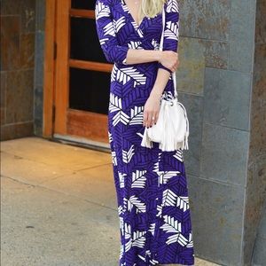 DVF Abigail Feathered Arrow Maxi Dress